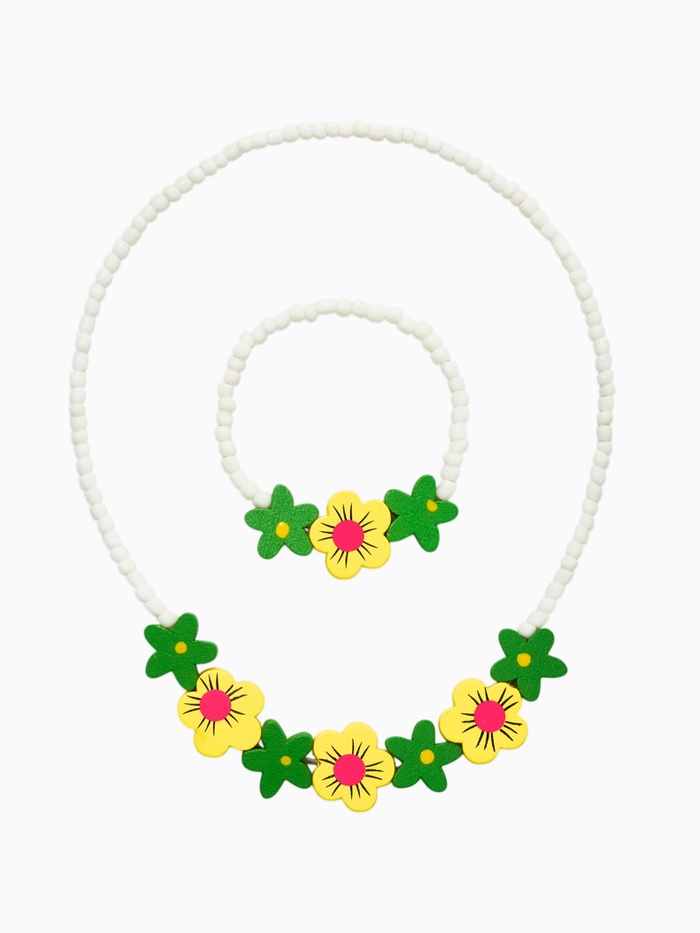 Набор детский «Выбражулька» 2 предмета: бусы, браслет d=5 см, цветы, цветной