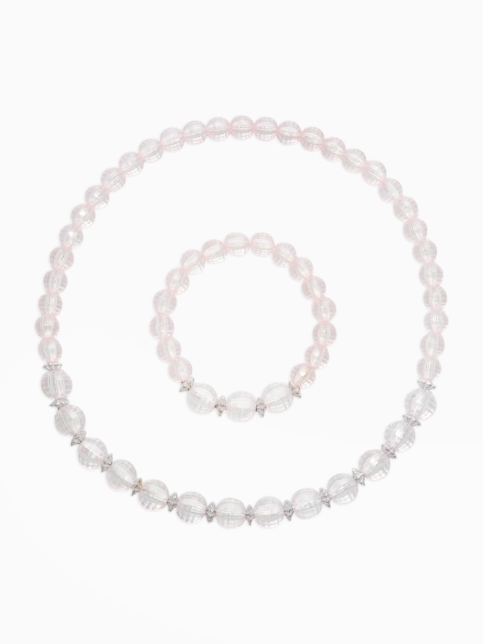 Набор детский «Выбражулька» 2 предмета: бусы, браслет d=6 см, кристалл, прозрачный