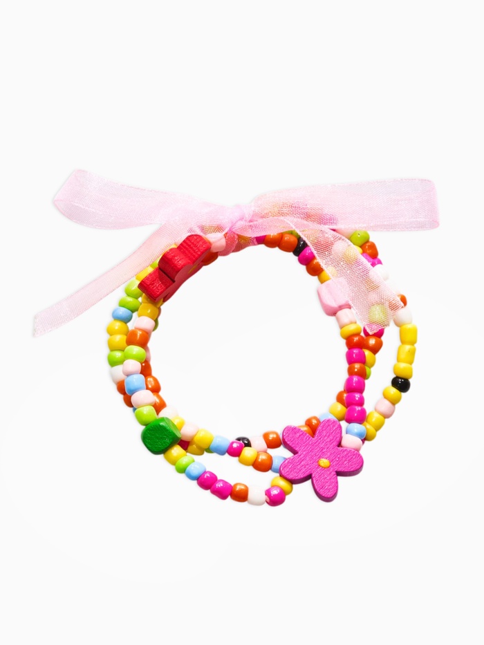 Браслеты детские «Выбражулька» бант, цветок, набор 3 шт., цветной