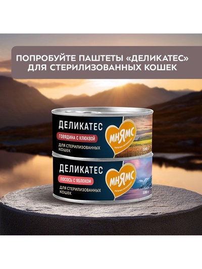 Влажный корм для стерилизованных кошек «Мнямс.Деликатес», куриное филе с тунцом в соусе, 50 г