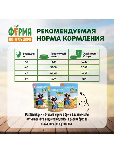 Сухой корм для взрослых стерилизованных кошек «Ферма кота Федора», с уткой, 650 г