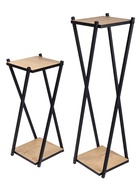 Подставка для цветов «Лофт», напольная, металлическая, деревянная, цвет ирландский дуб, набор 2 шт. - Фото 1