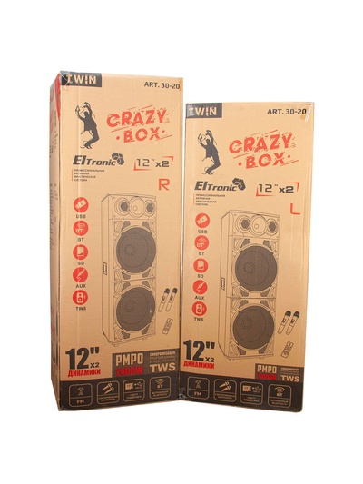 Колонка 12" ElTRONIC CRAZY BOX, динамик 4×12", комплект 2 колонки, 30-20