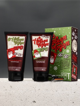 Набор "С Новым годом", гель для бритья,бальзам после бритья и бритва