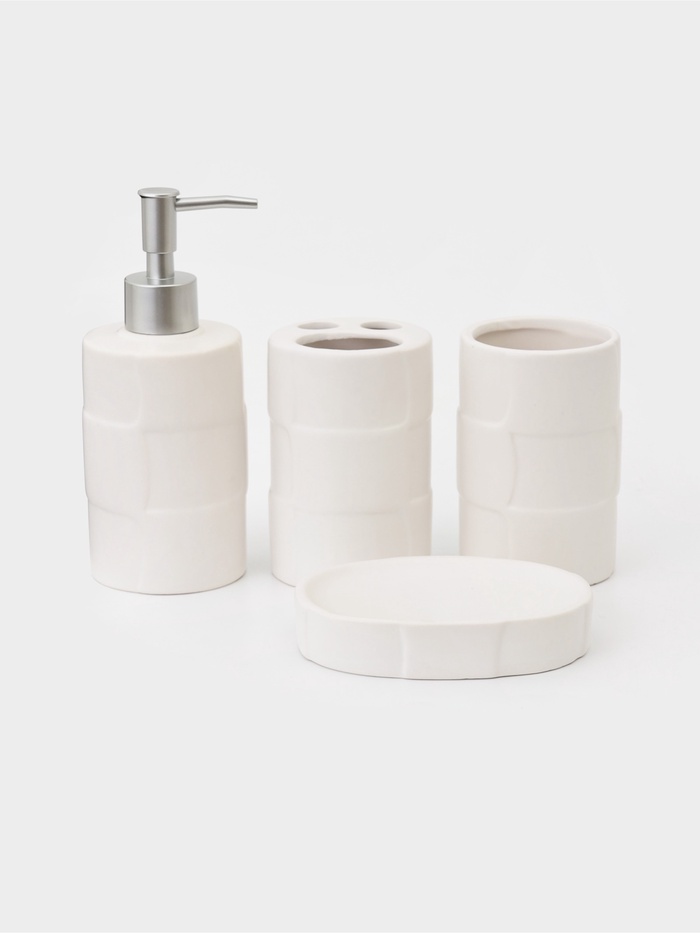 Набор для ванной Олимп 4 предмета (дозатор, 2 стакана, мыльница), цвет белый