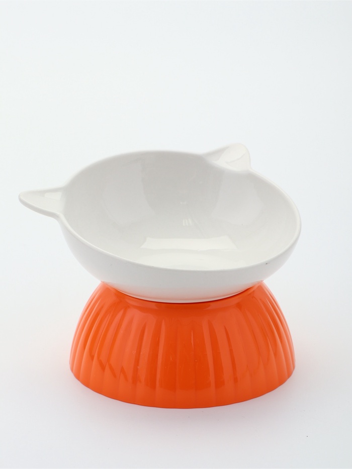 Миска керамическая Тандем-Кис 200 мл, 14,1 х 12,5 х 5,3 см, подставка 11,9х4,8 см