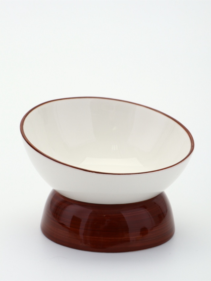 Миска «Тандем», 400 мл, 13.6×9 см, керамика, белая, коричневая