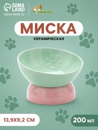 Миска «Туда-сюда», 200 мл, 13.9×9.2 см, керамика, зелёная, розовая - Фото 1