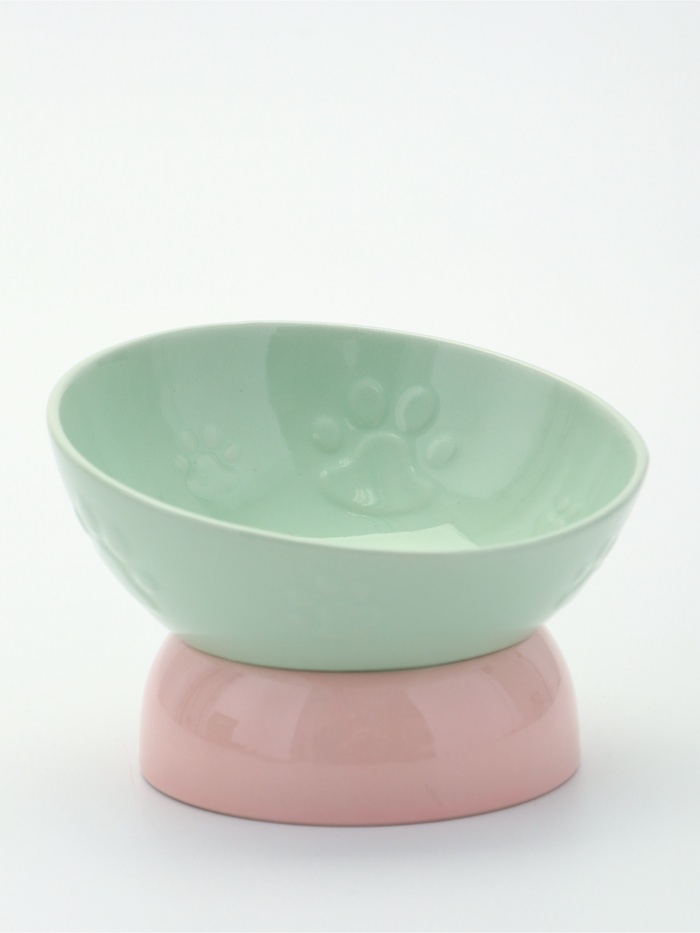 Миска керамическая Туда-сюда, 200 мл, 13,9 х 9,2 см, зелёная/розовая