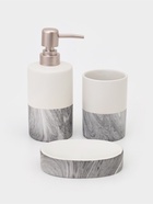 УЦЕНКА Набор для ванной Stone gray, 3 предмета (мыльница, дозатор для мыла, 1 стакан) - Фото 2