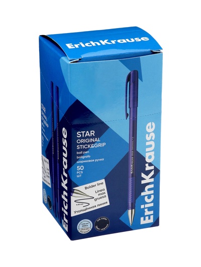 Ручка шариковая ErichKrause Star Stick Grip, узел 1.2 мм, синяя
