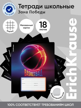 Тетрадь 18 листов в клетку ErichKrause Win Zone, МИКС