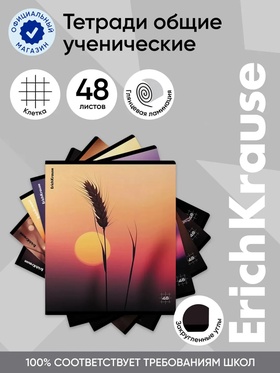 Тетрадь 48 листов в клетку ErichKrause Macro Nature, МИКС