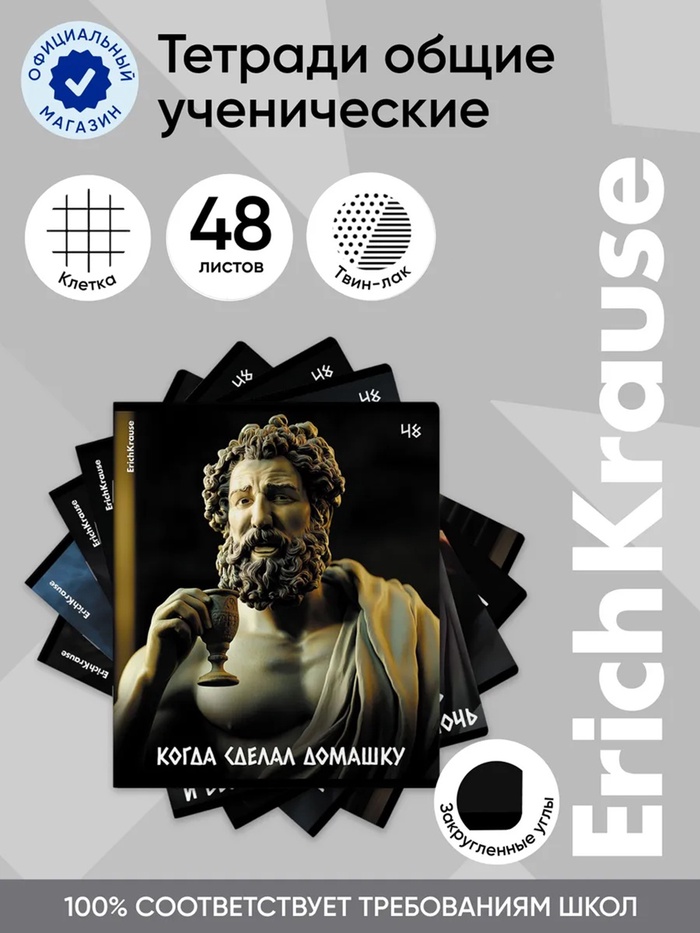 Тетрадь 48 листов в клетку ErichKrause Philosophy, МИКС