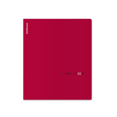 Тетрадь 48 листов в клетку ErichKrause Simple Color, софт-тач, красная