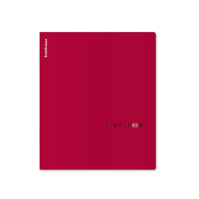 Тетрадь 48 листов в клетку ErichKrause Simple Color, софт-тач, красная