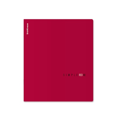 Тетрадь 48 листов в клетку ErichKrause Simple Color, софт-тач, красная