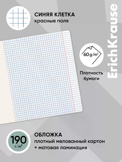 Тетрадь 96 листов в клетку ErichKrause Misty, МИКС