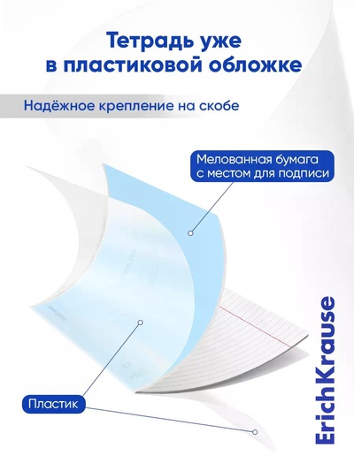 Тетрадь 12 листов в линейку ErichKrause CoverPro fizzy, голубая