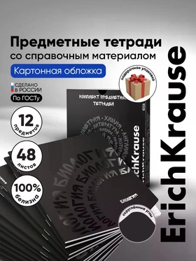 Комплект тетрадей 48 листов в клетку/линейку ErichKrause Noir, 12 штук