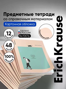 Комплект тетрадей 48 листов в клетку/линейку ErichKrause Study Buddy, 12 штук