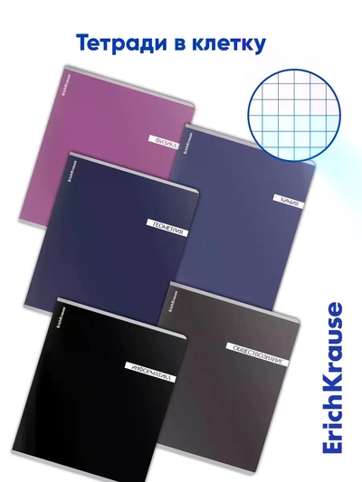 Комплект тетрадей 48 листов в клетку/линейку ErichKrause CoverPro Photon, 12 штук