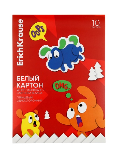 Картон белый А4 ErichKrause Jolly Friends, 10 листов, на клею
