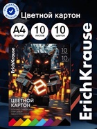 Картон цветной А4 ErichKrause Mine Block, 10 листов, 10 цветов, на клею - Фото 1