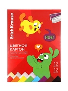 Картон цветной А4 ErichKrause Jolly Friends, 12 листов, 12 цветов, с металлизацией, пластиковая папка 11028775 - фото 10212317