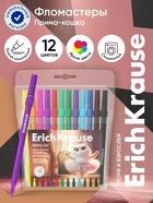 Фломастеры 12 цветов ErichKrause Prima Cat, европодвес - Фото 1