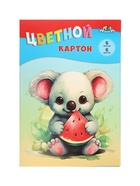 Картон цветной А4 «Малыш с арбузом», 6 листов, 6 цветов, 200 г/м², немелованный, в папке 11018364 - фото 10129131