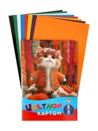 Картон цветной А4 «Милый котёнок», 8 листов, 8 цветов, 200 г/м², немелованный, в папке - Фото 2