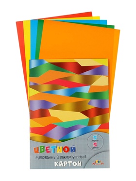 Картон цветной «Абстракция» А4, 5 листов, 5 цветов, 200 г/м² , 1-сторонняя, лакированный, мелованный, в папке