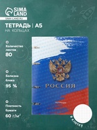 Тетрадь на кольцах A5 «Россия», 80 листов в клетку, вырубка под кольца, сменный блок - Фото 1