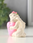 Статуэтка "Ангелок с сердцем" высота 6 см, цвет белый с розовым - фото 809670721