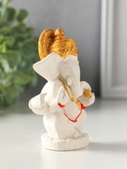 Статуэтка "Ганеш" 10х7 см, цвет белый с позолотой - Фото 2
