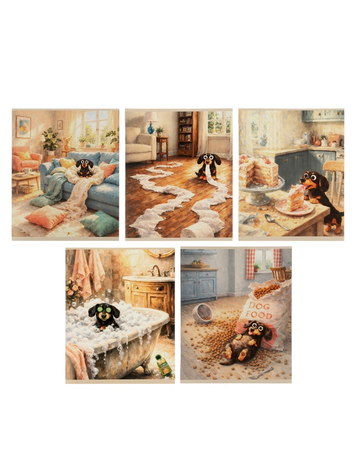 Комплект тетрадей из 10 штук, 18 листов в клетку Calligrata «Такса», 5 видов