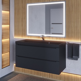 Тумба с раковиной Uperwood Tanos-Classic Quartz 100, чёрная/уголь