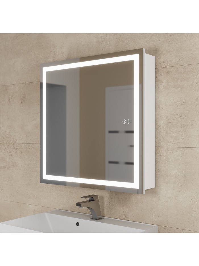 Зеркало - шкаф для ванной команты Uperwood Tanos с подсветкой, 70 см, цвет белый