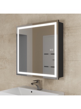 Зеркало - шкаф для ванной команты Uperwood Tanos с подсветкой, 70 см, цвет черный