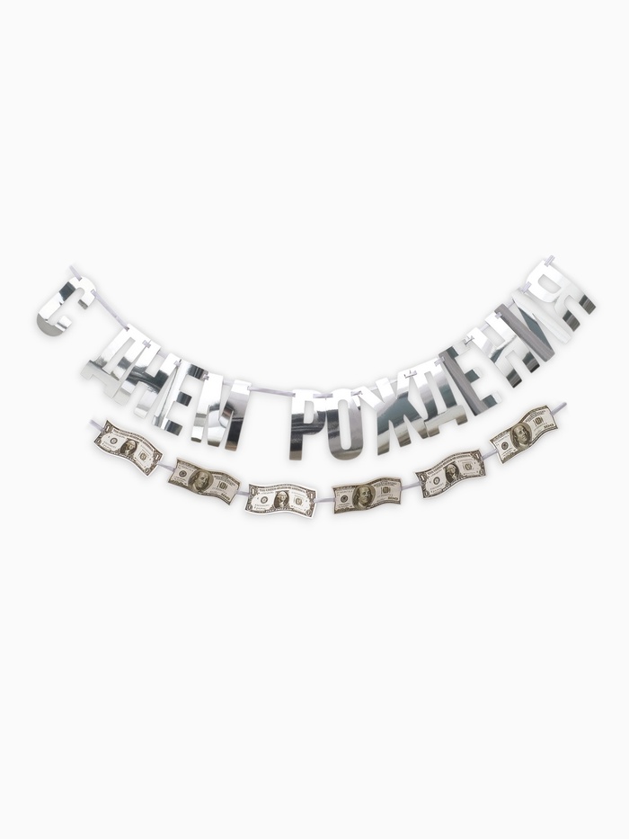 Гирлянда на ленте «С днем рождения» с долларами