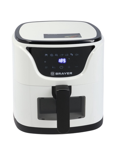 Аэрогриль BRAYER 2036BR, 1500 Вт, 5 л, 7 программ, 200°С, LCD-дисплей, таймер, решетка, белый