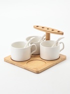 УЦЕНКА Кружки на бамбуковой подставке BellaTenero, 6 предметов: 3 кружки 150 мл, 3 ложки, белые - Фото 1