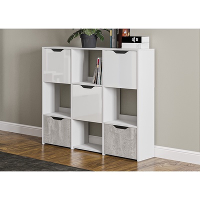 УЦЕНКА Стеллаж Мико 3 секции 1290х320х1150 белый/бриллиант/Бетон