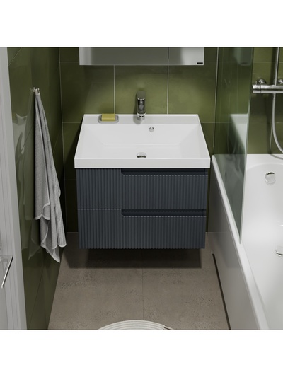 Тумба подвесная «Альтаир 70», 2 ящика, под раковину «Астория 70», цвет графит матовый