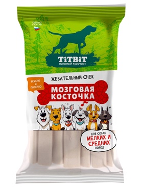 Жевательный снек TiTBiT Мозговая косточка лакомство для собак мелких и средних пород, 220 г
