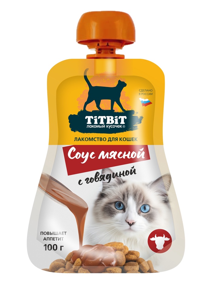 Лакомство для кошек TiTBiT, соус мясной с говядиной, 100 г - Фото 1