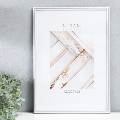 УЦЕНКА Фоторамка пластик «МИРАМ» 29.7×42 см, (А3) серебро (пластиковый экран)