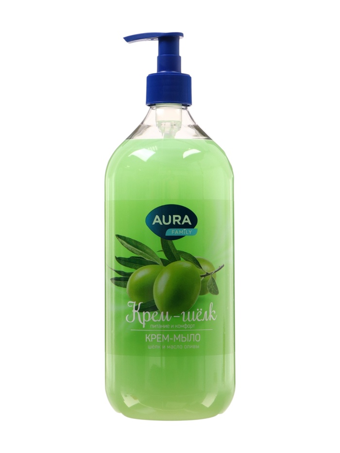 Крем-мыло AURA FAMILY Шёлк и масло оливы, 1 л