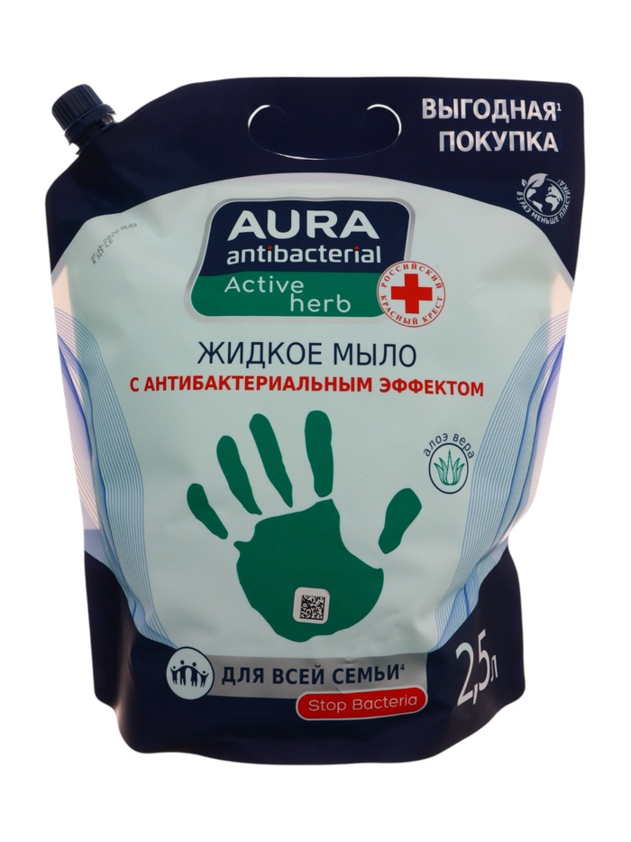 Жидкое мыло AURA антибактериальное «Алоэ», для всей семьи, 2.5 л